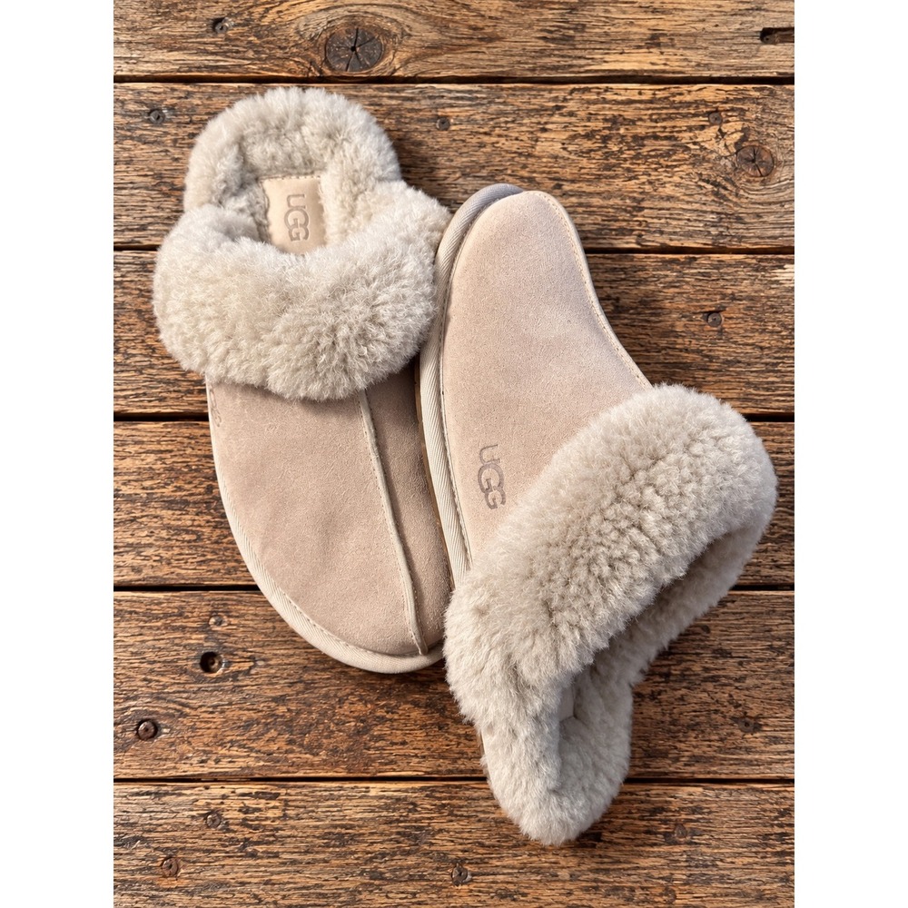 UGG Coquette Sheepskin Slipper Sand Suede Slide EU 37 US 6 EUC